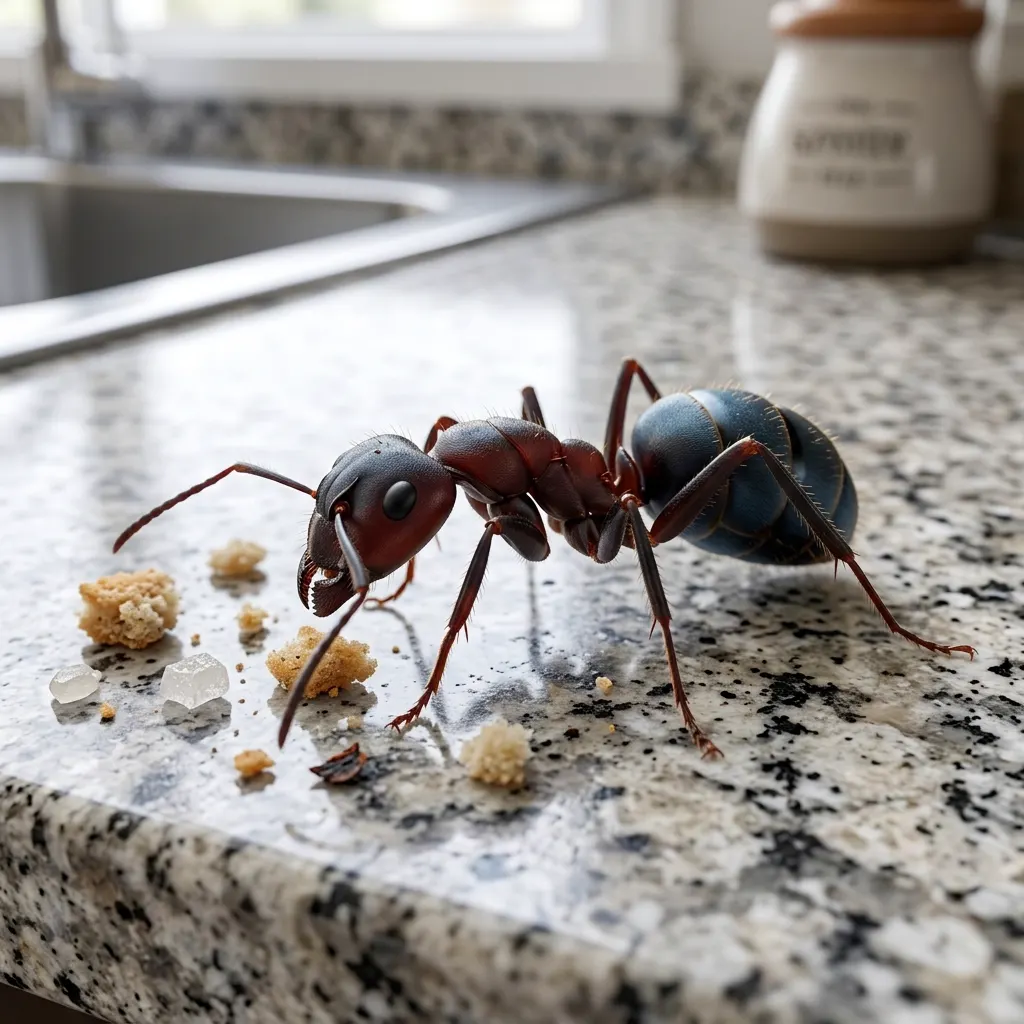 Ant on a kitchen counter