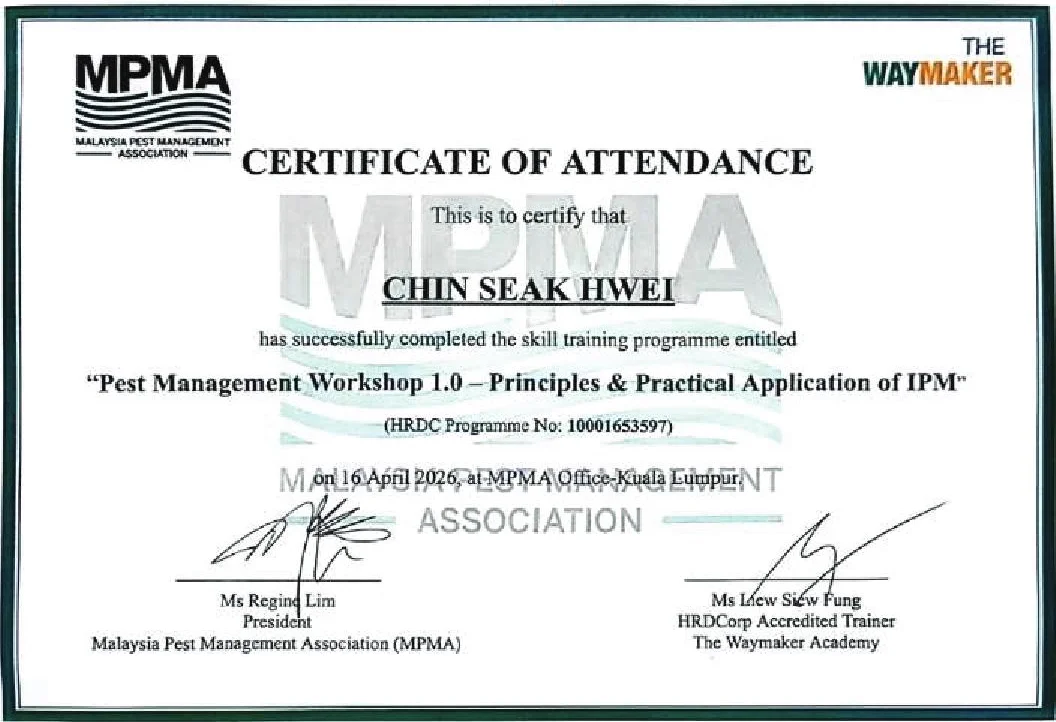 Pest Management Workshop (IPM) certificate, MPMA and The Waymaker Academy