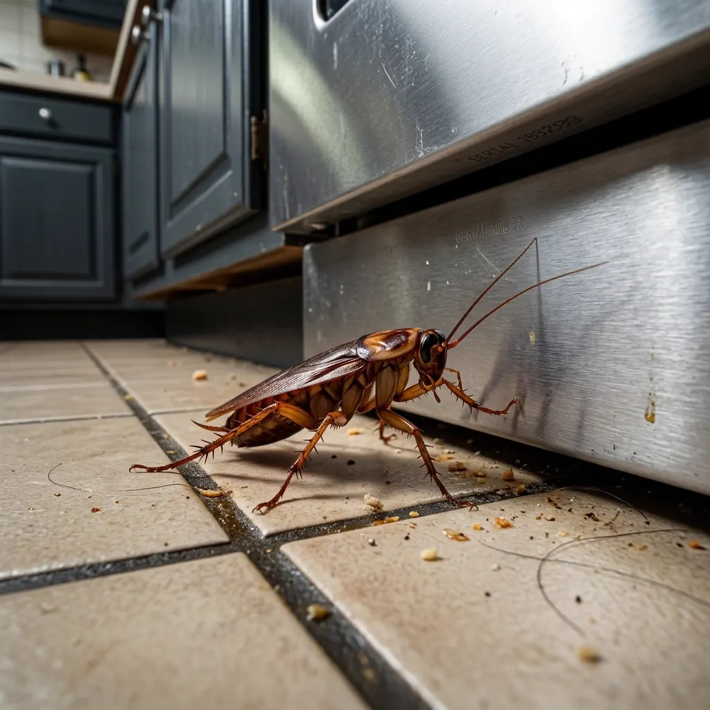 Cockroach on a kitchen floor