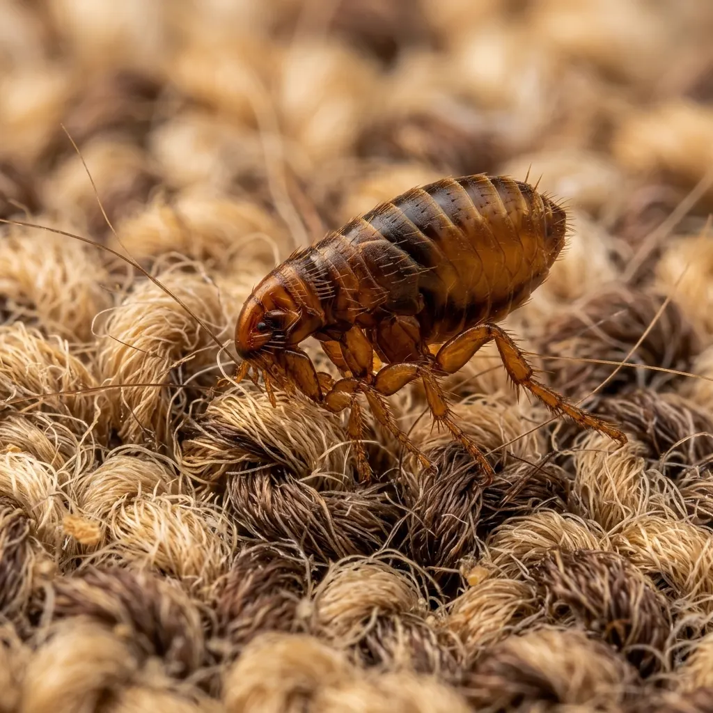 Flea in carpet fibres