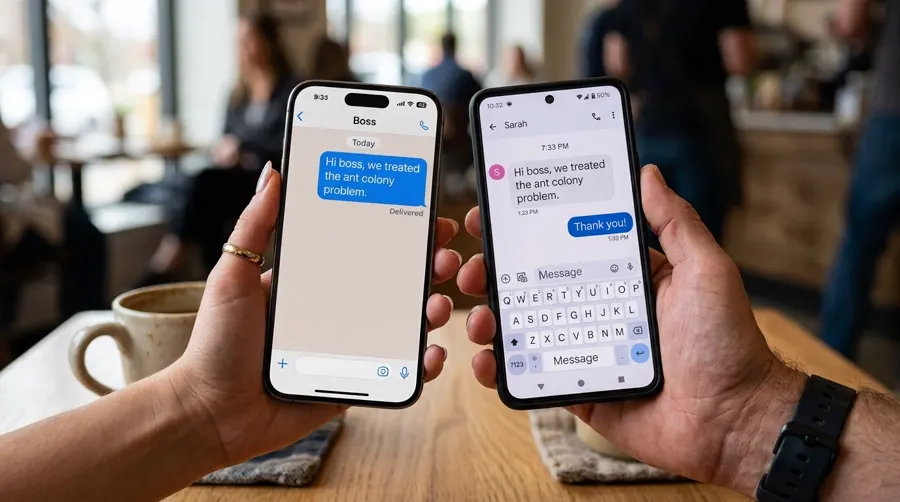 WhatsApp updates between customer and technician